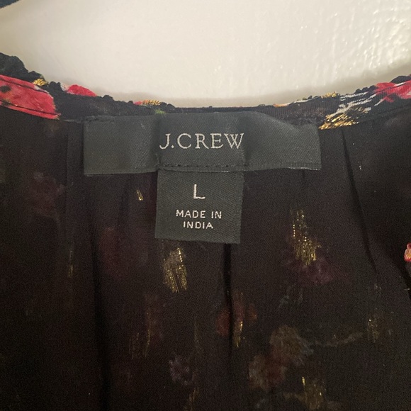 J crew floral long sleeve blouse with gold metallics accents - Picture 3 of 7